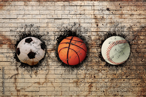 Fototapeta do kuchni basketball, baseball and soccer