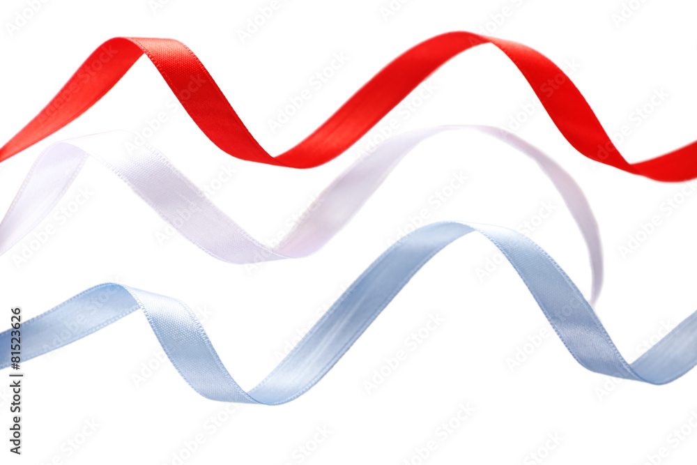 Colorful satin ribbons isolated on white