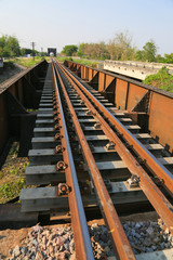 Railway line passing through the green plants. Journey way