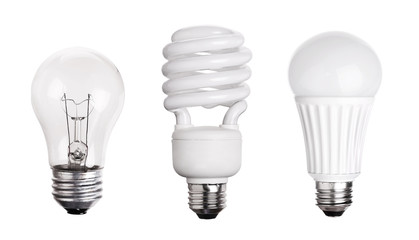 set of light bulb led cfl fluorescent isolated on white backgr