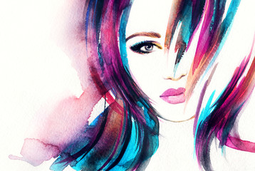Wall Mural - woman portrait .abstract watercolor