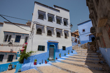 Naklejka na meble Blue White Lane, Chefchaouen, Morocco