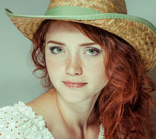Lovely Redhead Woman In Hat