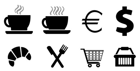 Sticker - Petit déjeuner et achat en 8 icônes