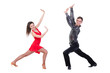 © StepStock - Full length of young ballet couple dancing on white background