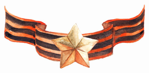 Wall Mural - Medal star ribbon 9th may the great patriotic war isolated