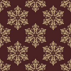 Wall Mural - floral seamless golden pattern. orient abstract background