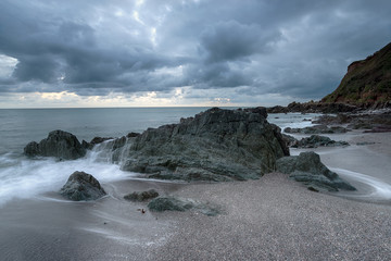 Wall Mural - Grey Sky over Portwrinkle in Cornwall