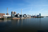 Fototapeta  - Frankfurt am Main, river, skyline, harbor, panorama