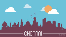 Chennai India Skyline Silhouette Flat Design Vector