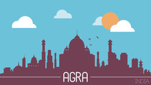 Agra India Skyline Silhouette Flat Design Vector