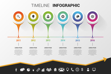 Wall Mural - Timeline infographic modern design. Vector with icons