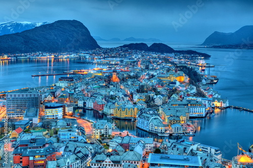 Naklejka na drzwi City of Alesund in Norway