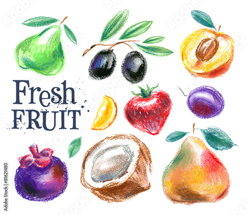 Obraz w ramie fruit vector logo design template. food or harvest icon.