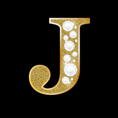 Poster - Letter J of gold and diamond