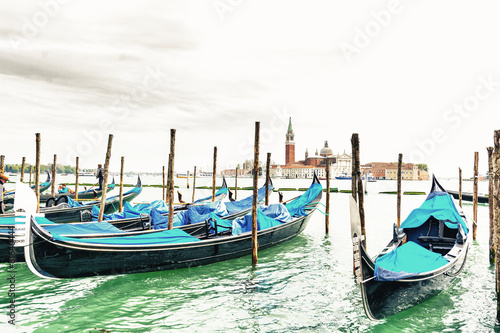 Obraz w ramie Moored gondolas