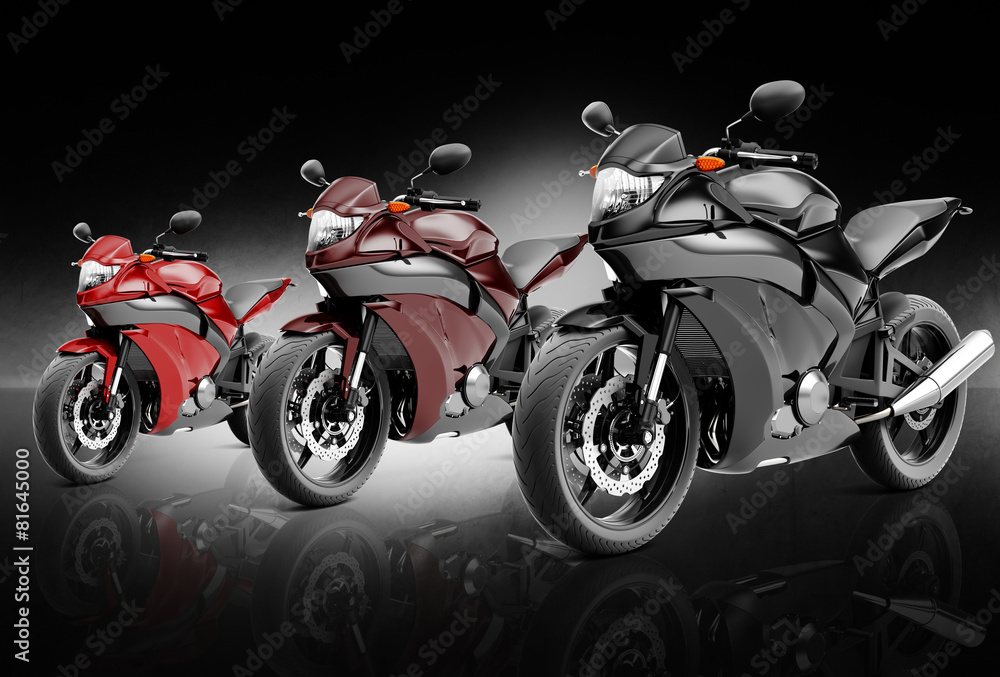 trzy-sportowe-motory-czerwony-bordowy-i-czarny