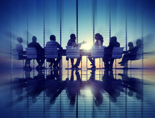 Wall Mural - Group Business People Meeting Back Lit Concept