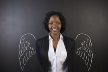 African American Woman Teacher Angel With Chalk Wings