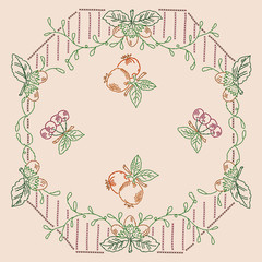 Wall Mural - Fruit ornate Cross-stitch