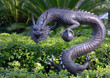dragon on a background of tropical plants