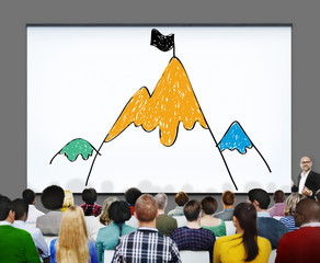 Wall Mural - Aim Goal Motivate Strategy Success Mountain Target Concept