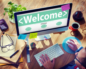Wall Mural - welcome greeting happiness enjoyment expression concept