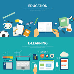 Wall Mural - concepts of education and e-learning flat design