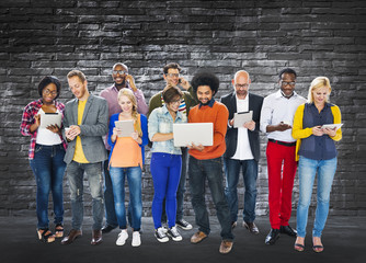 Canvas Print - Group Of People Using Digital Device Technology Concept