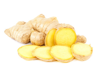 Wall Mural - Ginger root isolated on white background.