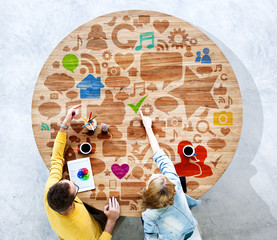Wall Mural - Diversity Casual People Multimedia Content Discussion Concept
