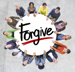 Sticker - Diverse People Holding Hands Forgive Concept