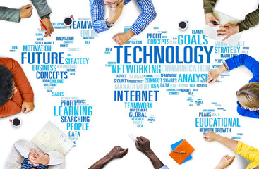 Wall Mural - technology networking connection global communication concept