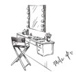 © kamenuka - Vanity table and folding chair illustration.