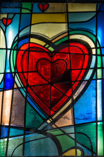 Naklejka - mata magnetyczna na lodówkę heart shape glass window