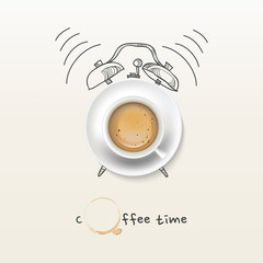 coffee cup time clock concept design background