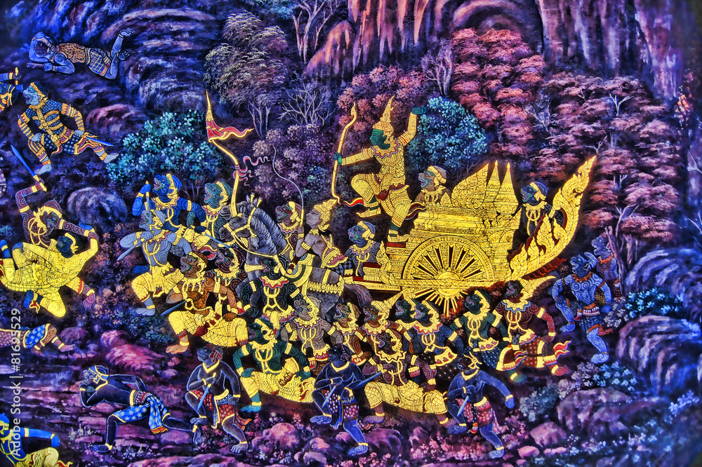 Masterpiece Ramayana Painting In Temple Of Emerald Buddha Wall
