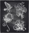Chalkboard wedding floral drawn graphic set.