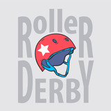Fototapeta  - Roller derby helmet typography, t-shirt graphics, vectors