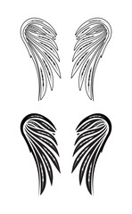 Wall Mural - Two pair wings of angel. Vector illustration.