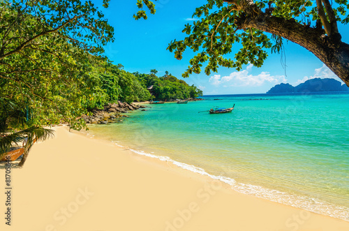 Fotografía Exótica hermosa playa de arena blanca y mar azul