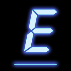 LED letter E blue color