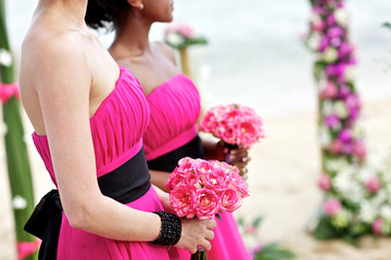 Sticker - bridesmaid holding wedding bouquet