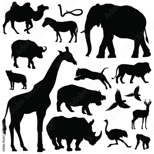 Naklejka dekoracyjna african wildlife silhouettes