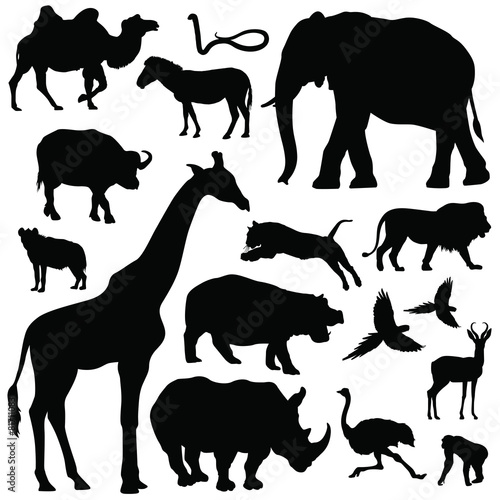 Naklejka - mata magnetyczna na lodówkę african wildlife silhouettes