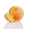 © GCapture - ripe peach with one segment cut out isolated