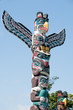 totem wood pole in the blue background