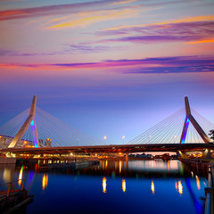 Wall Mural - Boston Zakim bridge sunset in Massachusetts