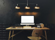 © SFIO CRACHO - Mock up of generic design computer screen. Workspace in the blac