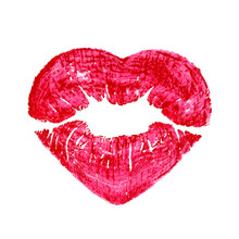 Heart Shape Kissing Lips Isolated Over A White Background